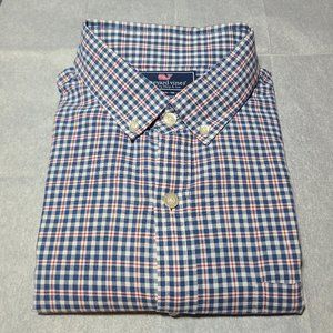 Vineyard Vines Button Down Shirt Mens Med Slim Fit Tucker Blue Plaid Long Sleeve